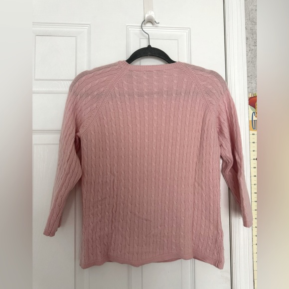 VTG Lord & Taylor 2 ply cashmere medium women’s sweater 3/4 sleeves dusty pink - Picture 6 of 6